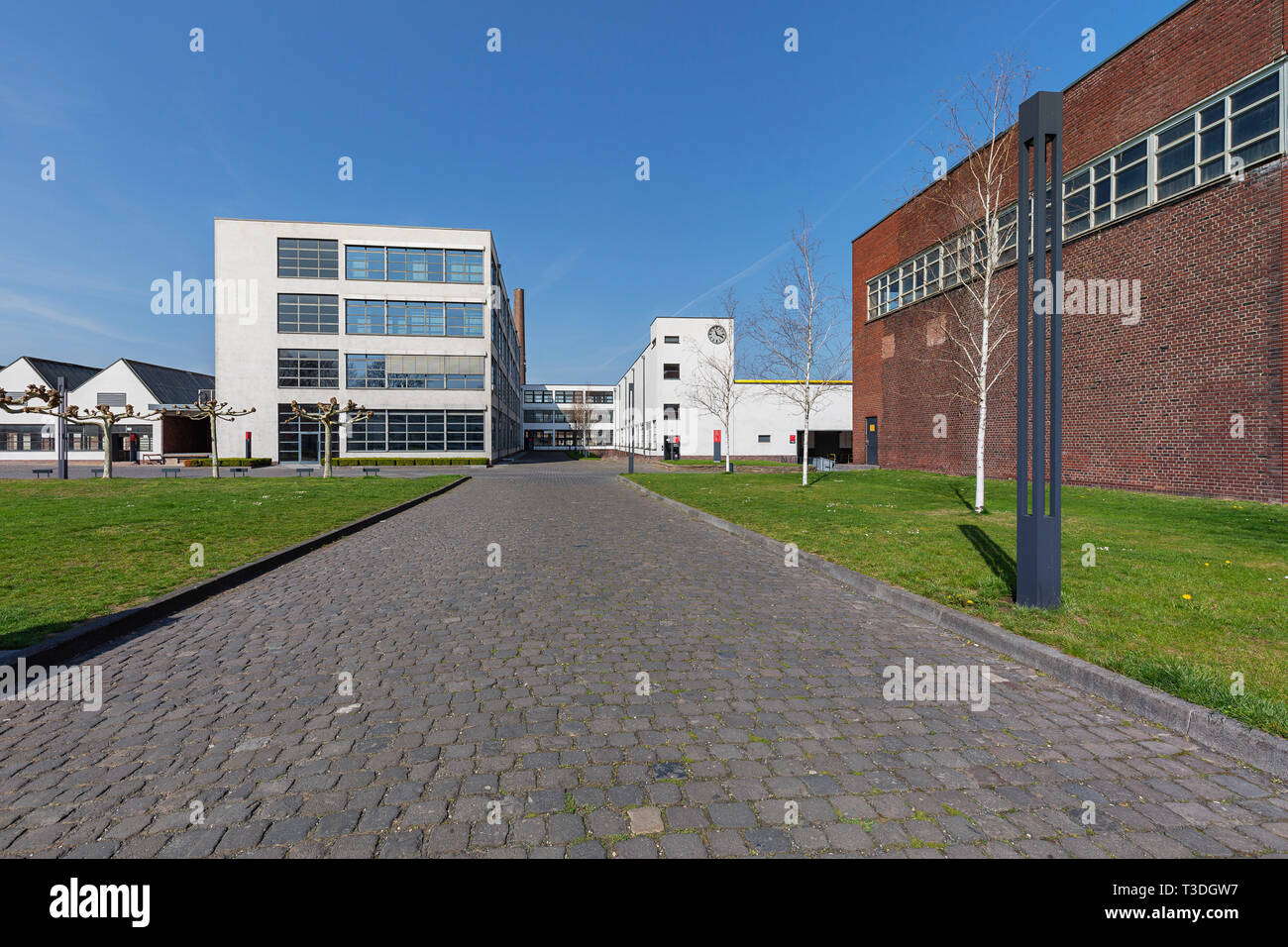Krefeld View to boiler house and ClockHouse at Mies van der Rohe