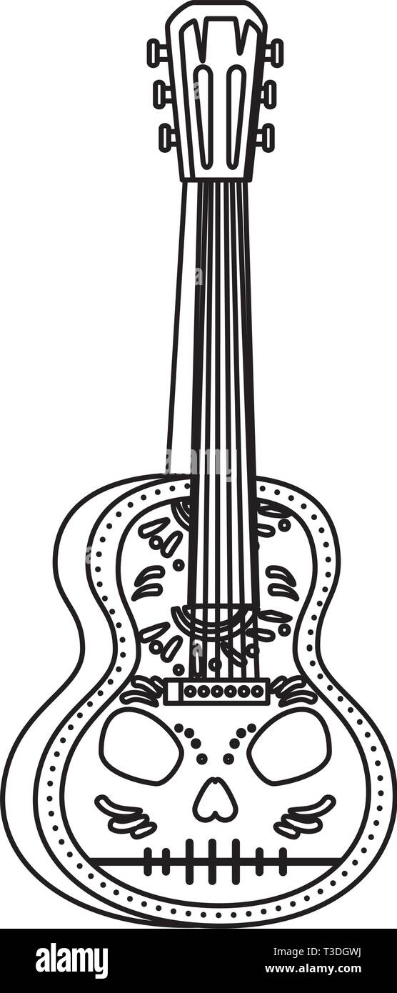 acoustic mexican guitar with skull paint Stock Vector Image & Art - Alamy