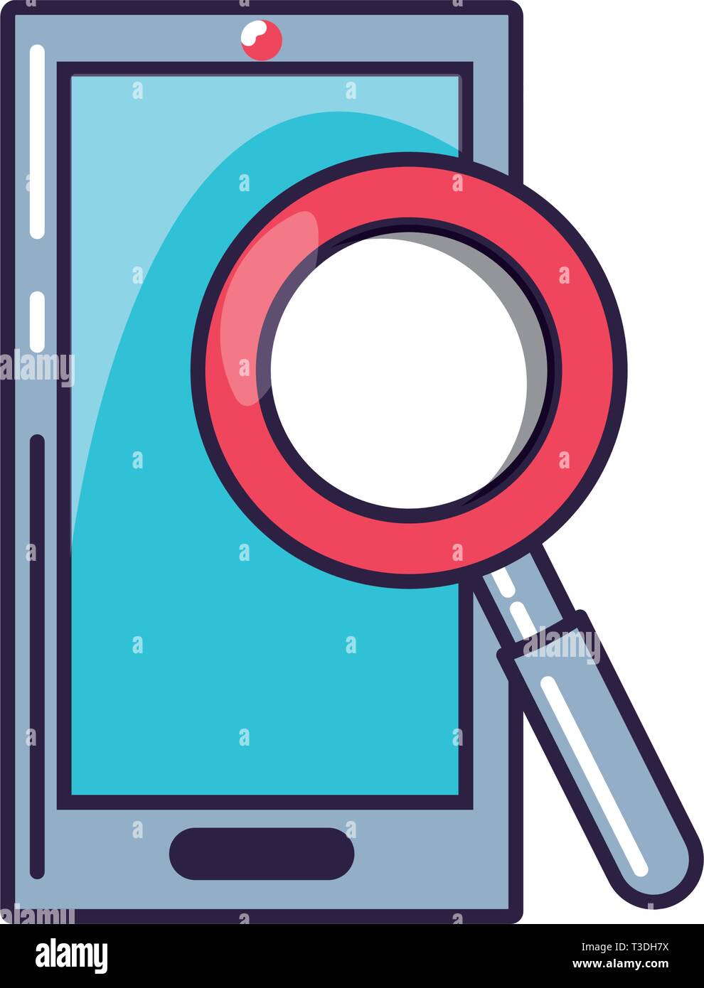 smartphone device with magnifying glass vector illustration design ...