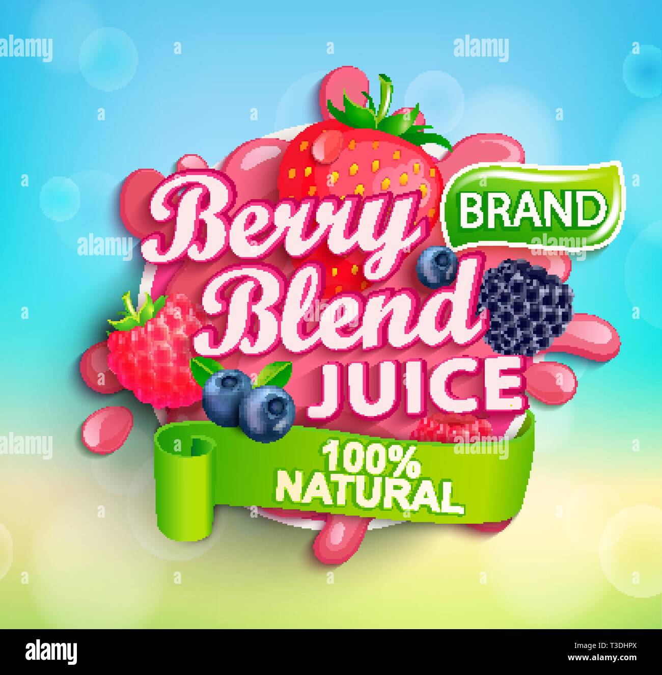 Fresh berry blend juice logo with splash,apteitic drops and