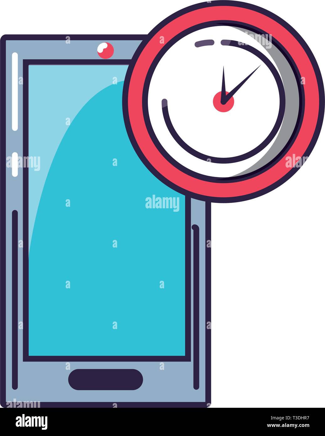 clock time with smartphone device vector illustration design Stock ...