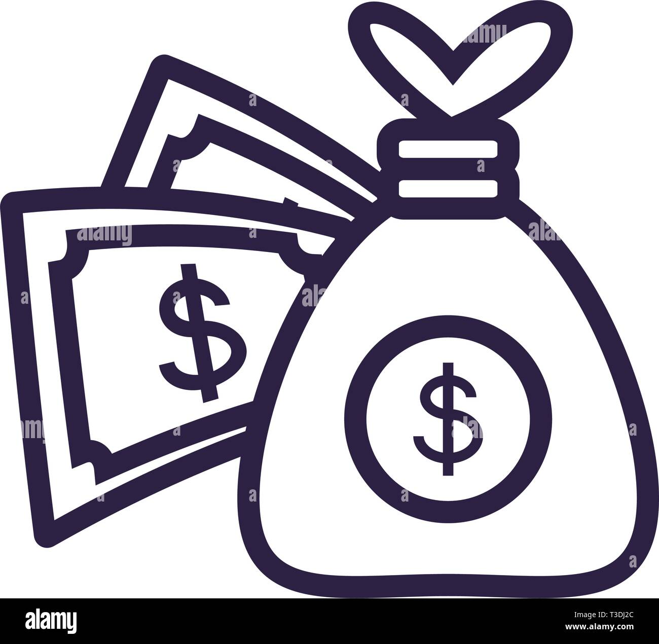 money bag with bills dollar vector illustration design Stock Vector ...