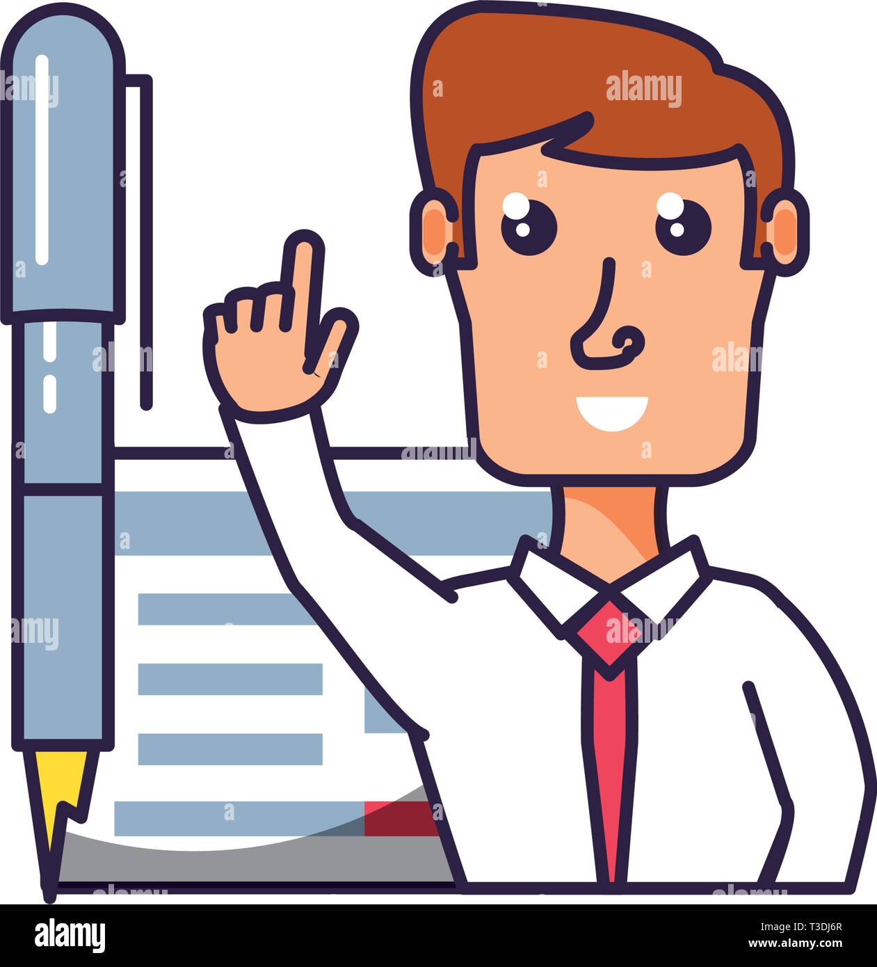businessman elegant with pen and document vector illustration design ...