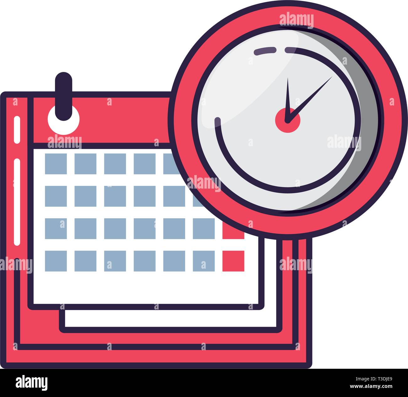 Reminding Time Vector calendar reminder with clock time vector illustration design Stock ...