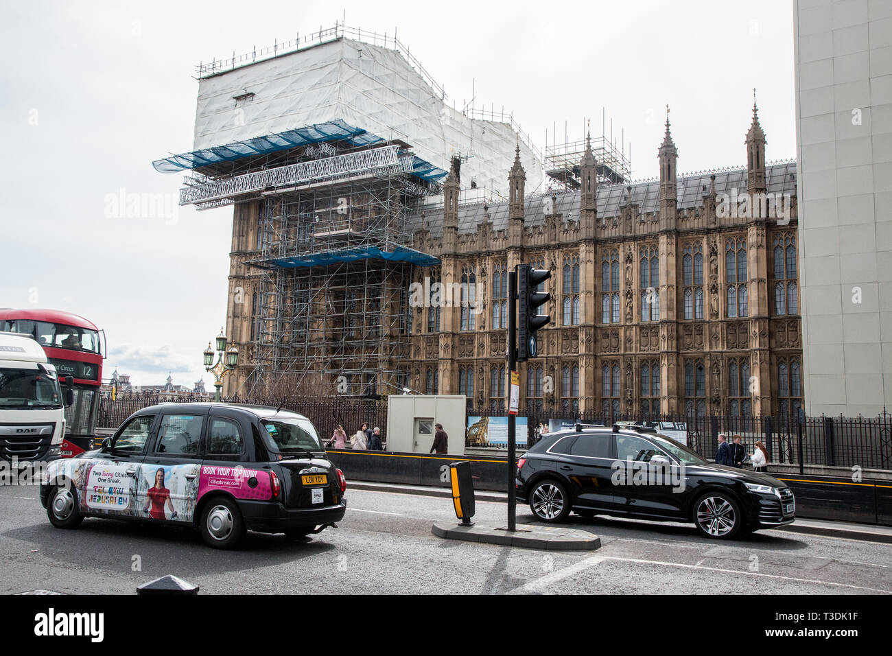 Westminster - Houses of parliament under repair London 2019 Stock Photo