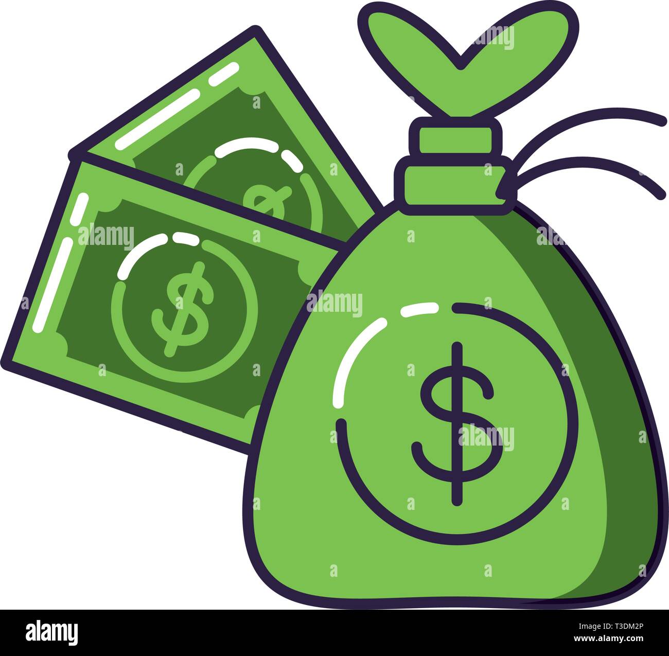 money bag with bills dollar vector illustration design Stock Vector ...