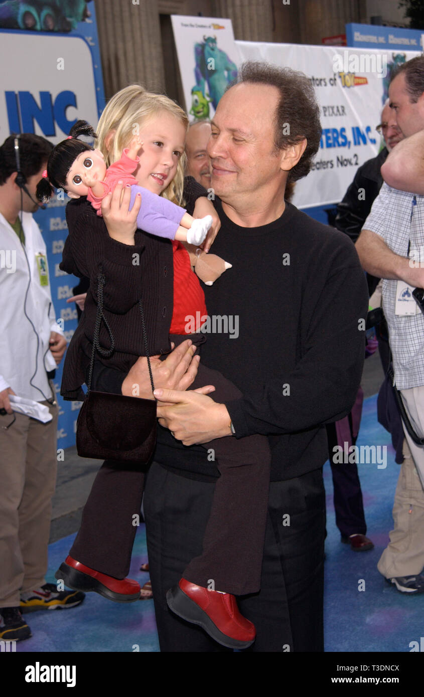 LOS ANGELES, CA. October 28, 2001: Actor BILLY CRYSTAL (voice of Mike  Wazowski) with actress MARY GIBBS (voice of Boo) at the world premiere of  Disney/Pixar's Monsters, Inc., at the El Capitan