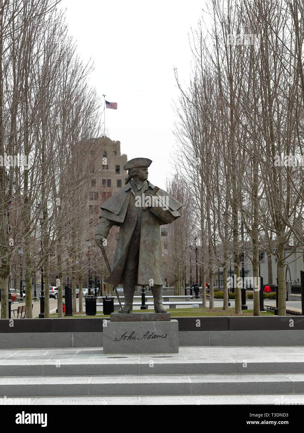 President John Adams statue in Quincy Center Massachusetts Stock Photo