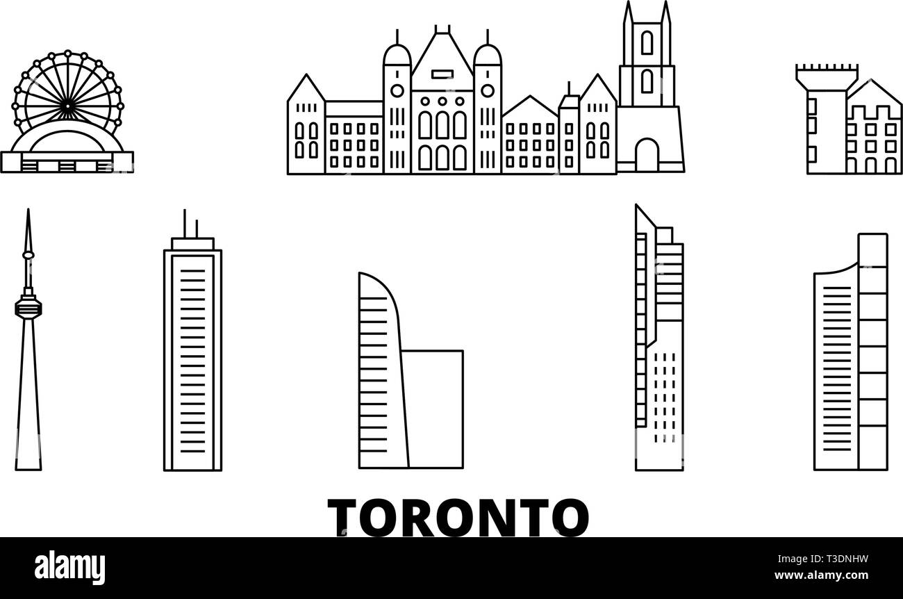 Canada, Toronto line travel skyline set. Canada, Toronto outline city vector illustration, symbol, travel sights, landmarks. Stock Vector