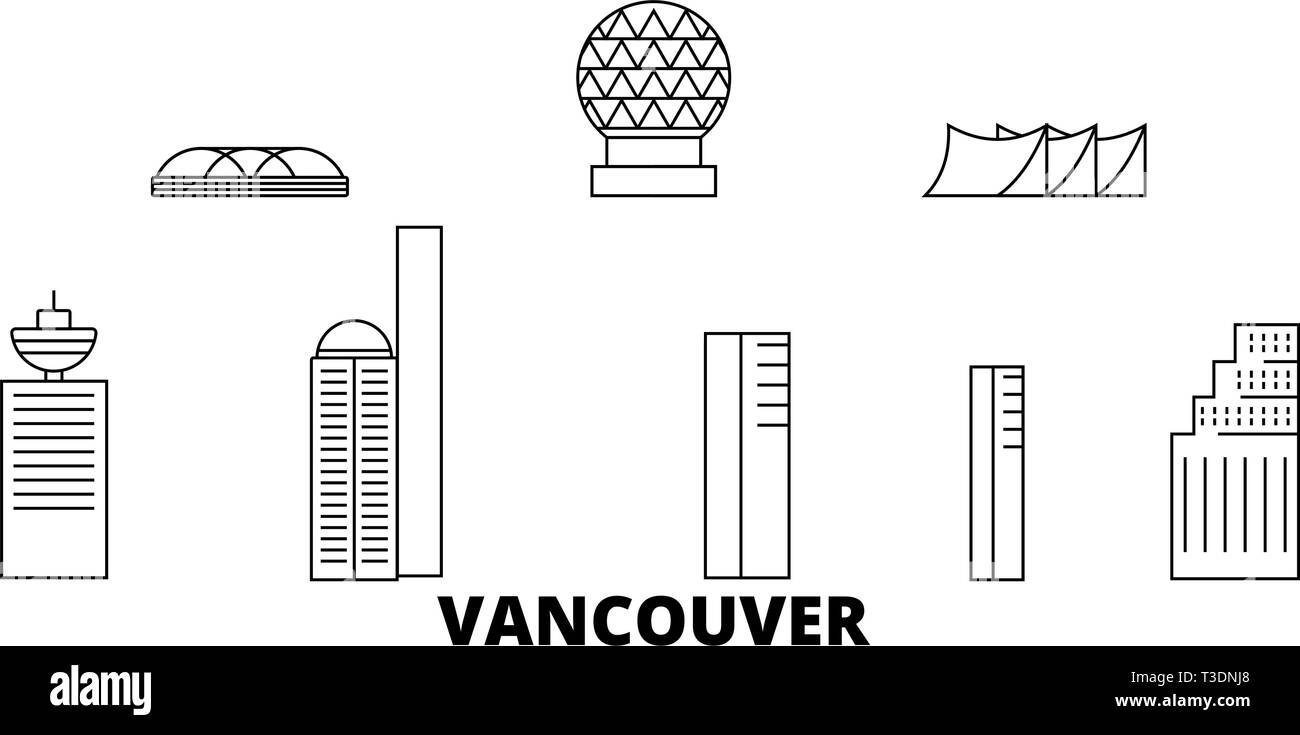 Canada, Vancouver City line travel skyline set. Canada, Vancouver City ...