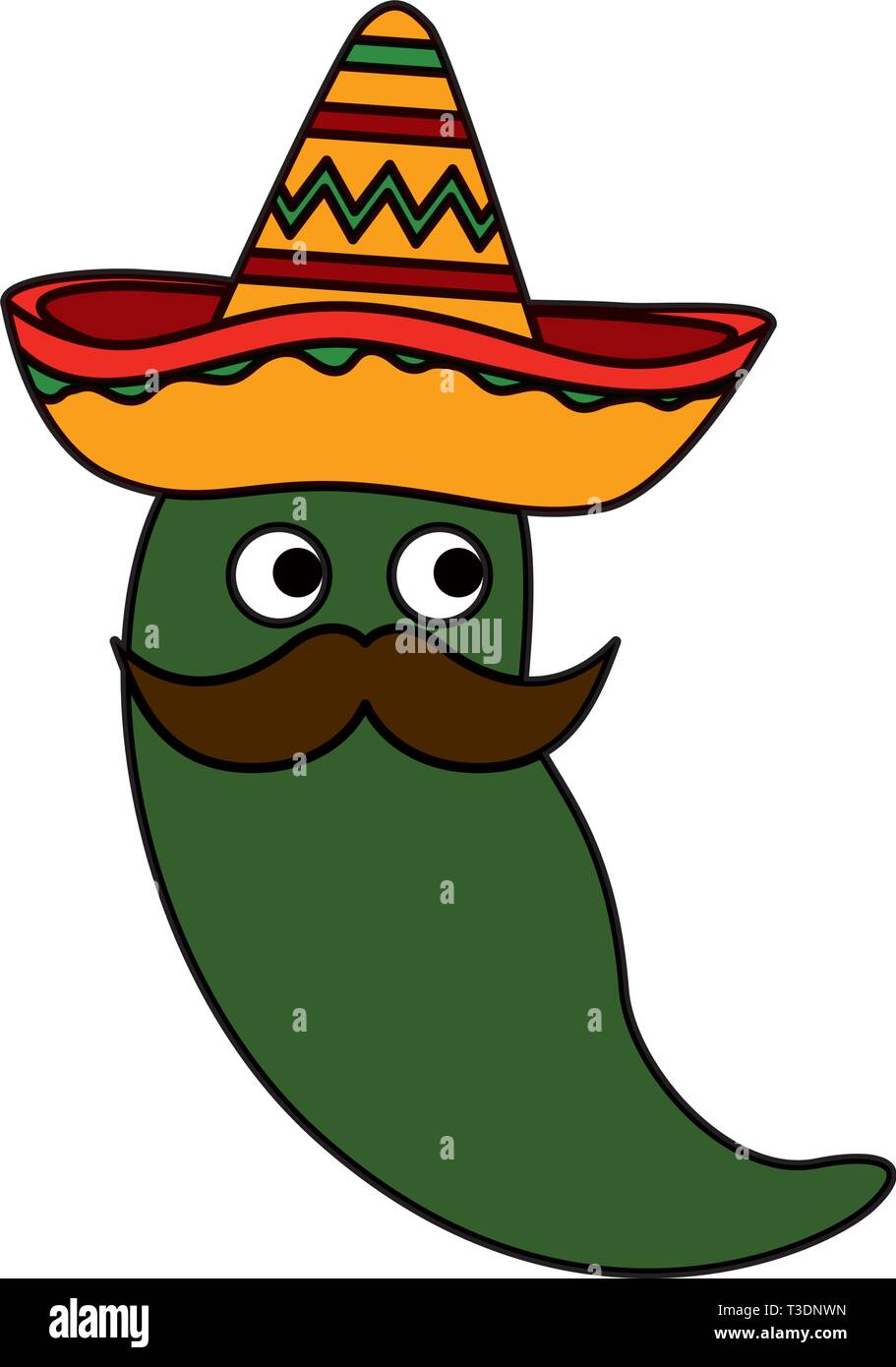 chili pepper with mexican hat and mustache character Stock Vector Image ...