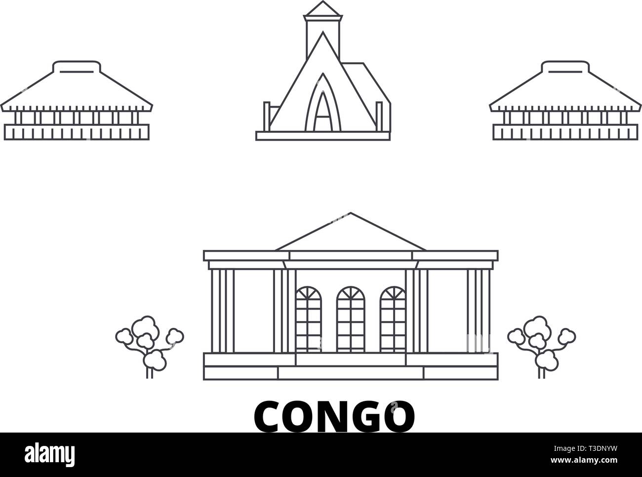 Congo line travel skyline set. Congo outline city vector illustration ...