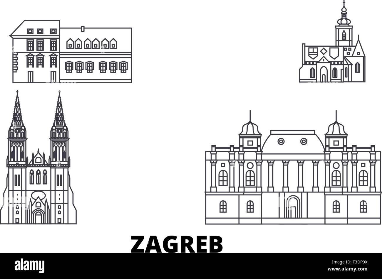 Croatia, Zagreb line travel skyline set. Croatia, Zagreb outline city  vector illustration, symbol, travel sights, landmarks Stock Vector Image &  Art - Alamy
