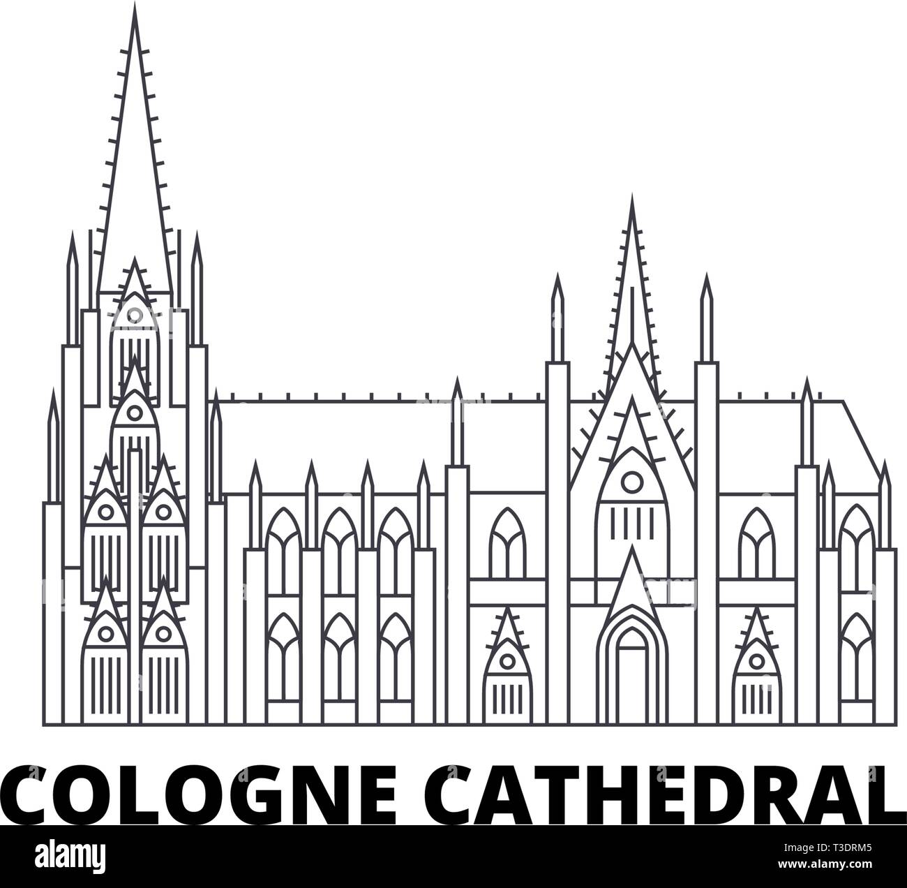 Germany, Cologne Cathedral line travel skyline set. Germany, Cologne Cathedral outline city vector illustration, symbol, travel sights, landmarks. Stock Vector