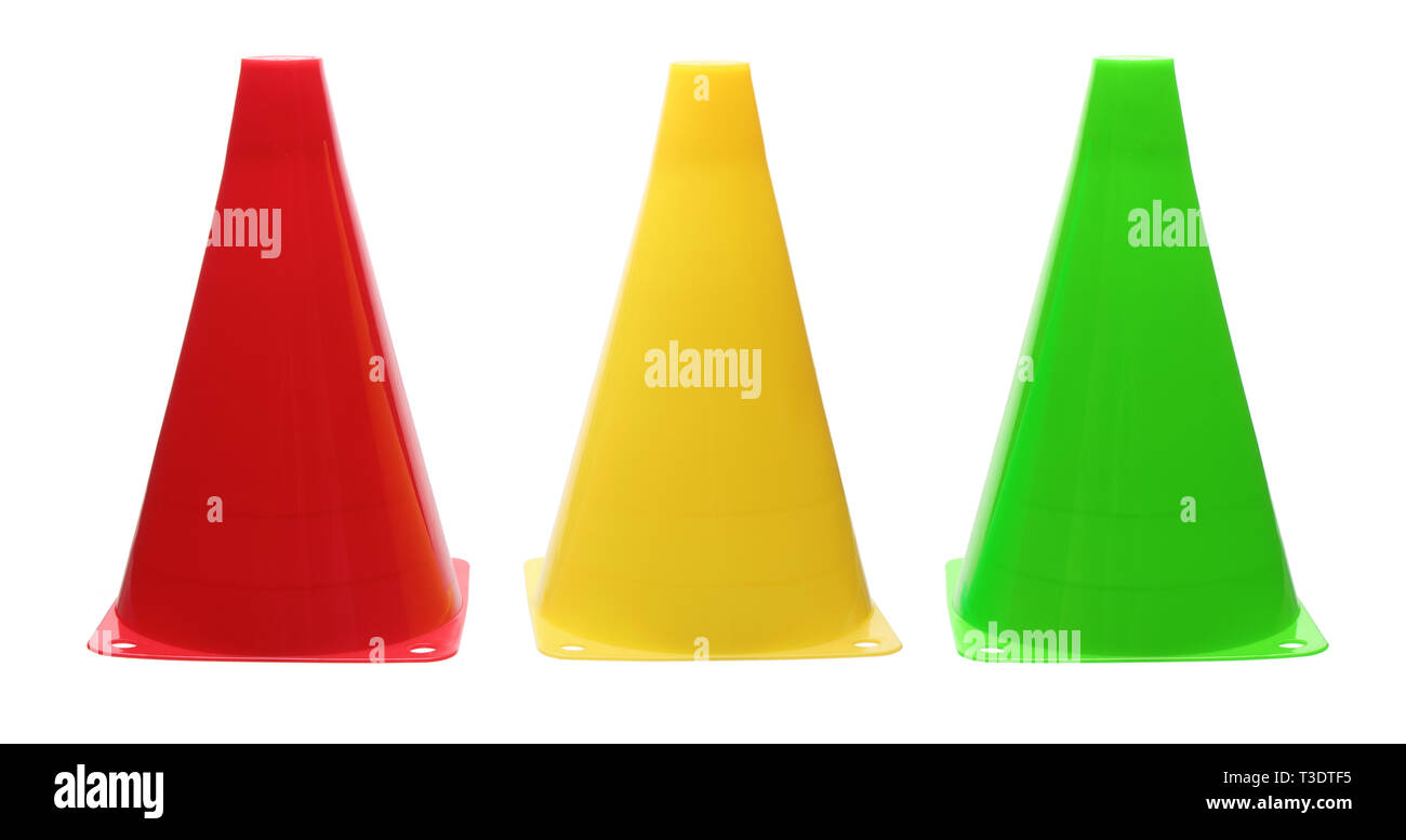 Traffic Cones on White Background Stock Photo