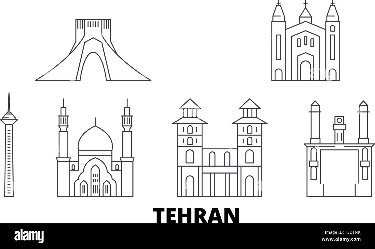 Iran, Tehran line travel skyline set. Iran, Tehran outline city vector