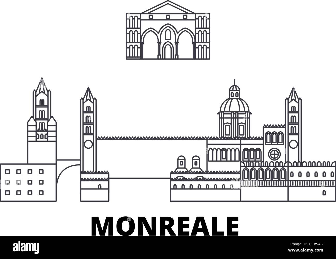 Italy, Monreale line travel skyline set. Italy, Monreale outline city vector illustration, symbol, travel sights, landmarks. Stock Vector