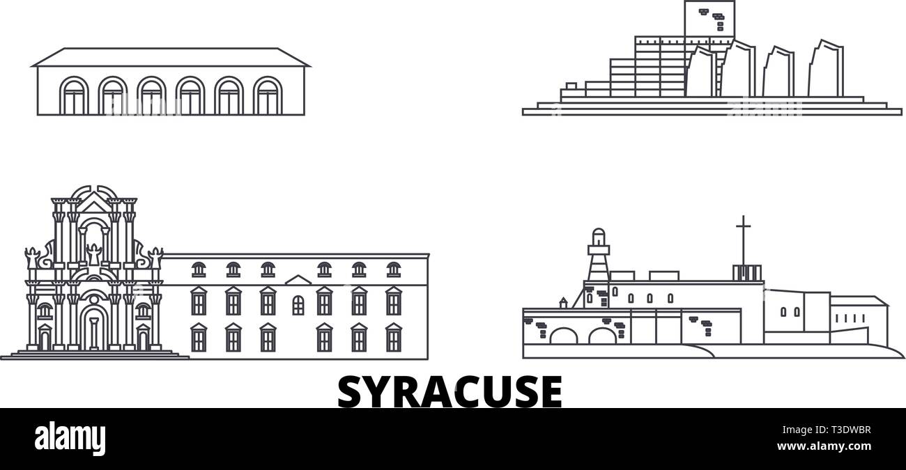 Italy, Syracuse line travel skyline set. Italy, Syracuse outline city ...