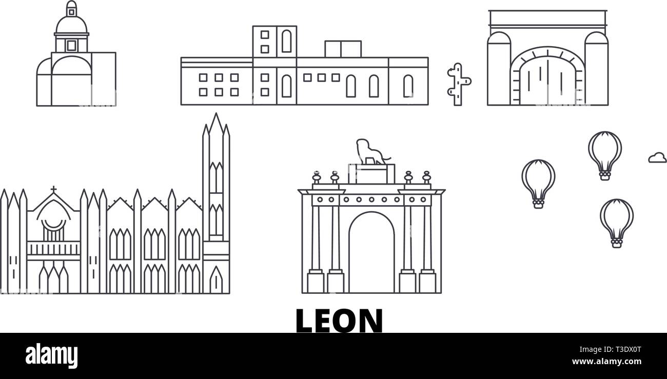Mexico, Leon line travel skyline set. Mexico, Leon outline city vector  illustration, symbol, travel sights, landmarks Stock Vector Image & Art -  Alamy
