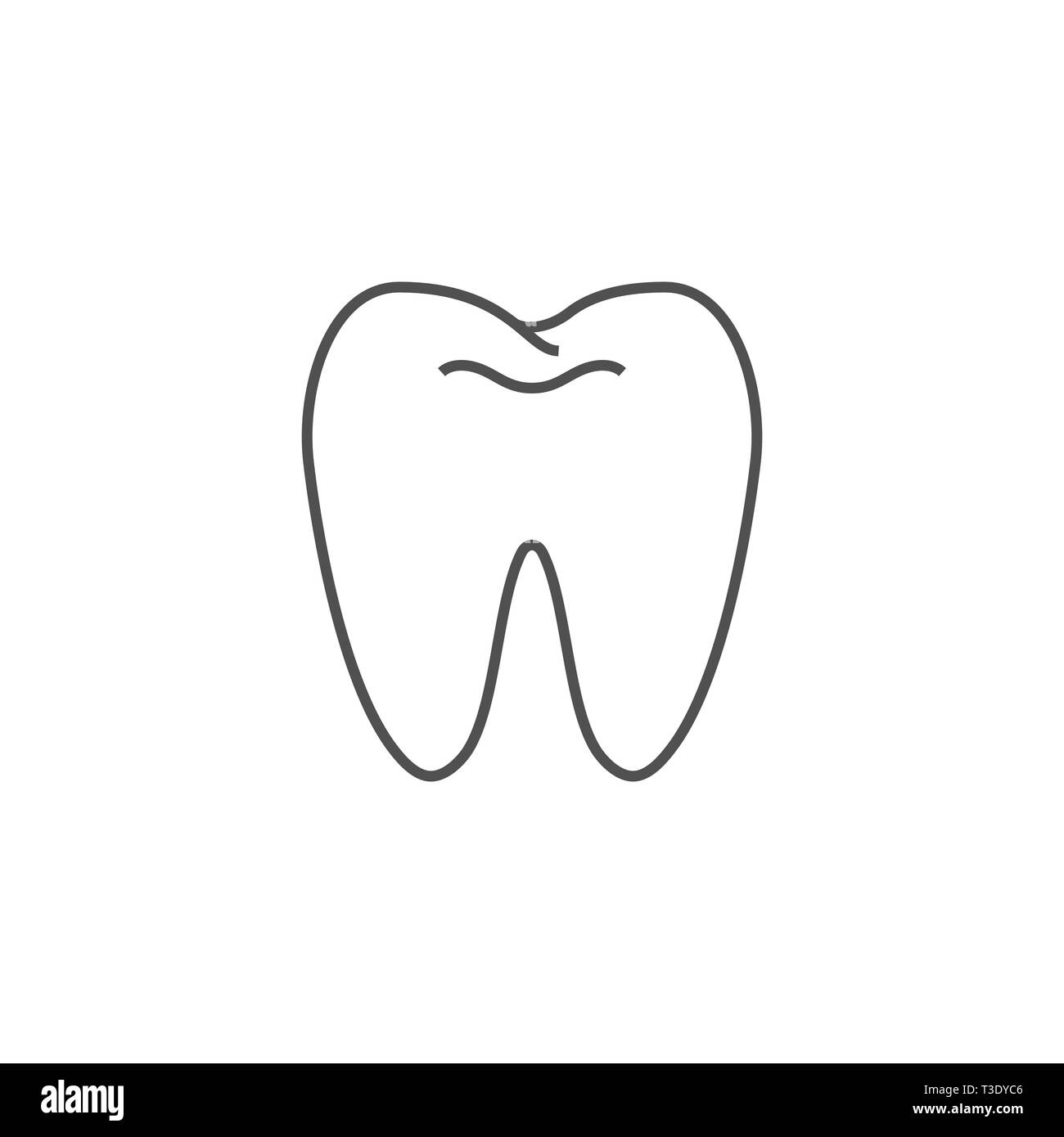 Tooth Line Icon. Tooth Line Related Vector Line Icon. Isolated on White ...