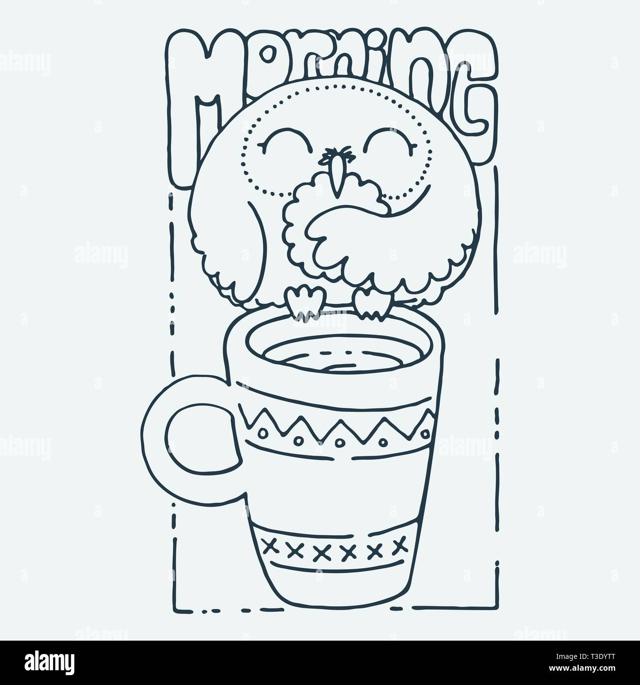 Download Morning Cute Cartoon Animal Vector Clip Art Illustration For Children Design Cards Prints Coloring Books Grungy Kawaii Image Stock Vector Image Art Alamy