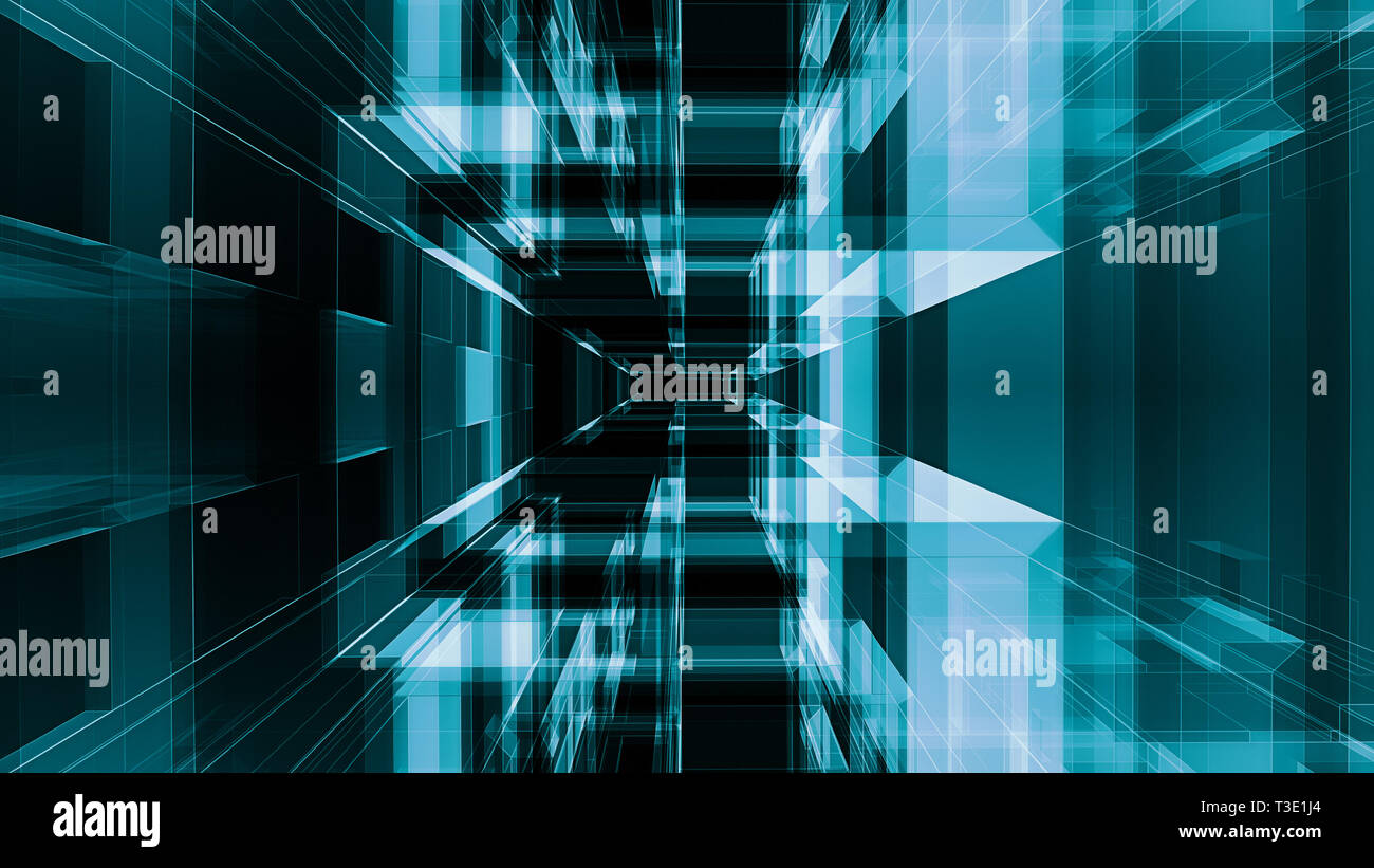 Blue glow black color transparent glass abstract background. 3d ...