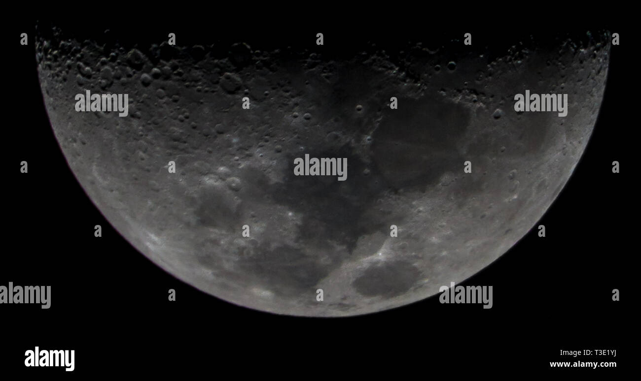 Astro photo of moon and craters Stock Photo
