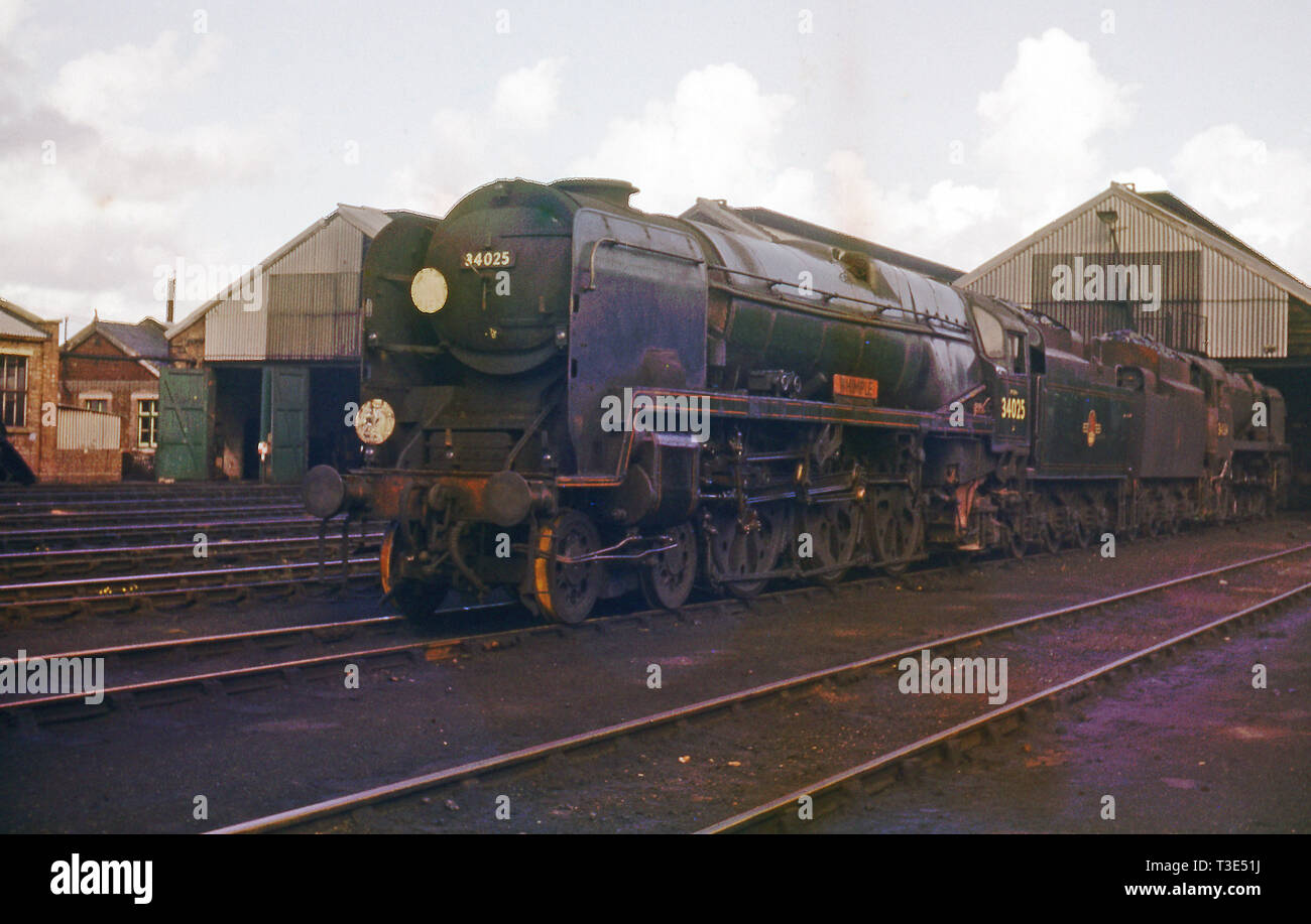 West Country Class No 34025 Whimple, possible Eastleigh, circa 1965 Stock Photo