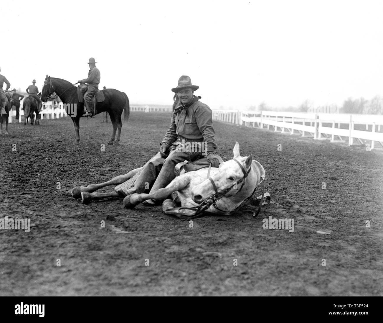 Soldier sitting on horse at wild west show given by soldiers ca. 1919 Stock  Photo - Alamy
