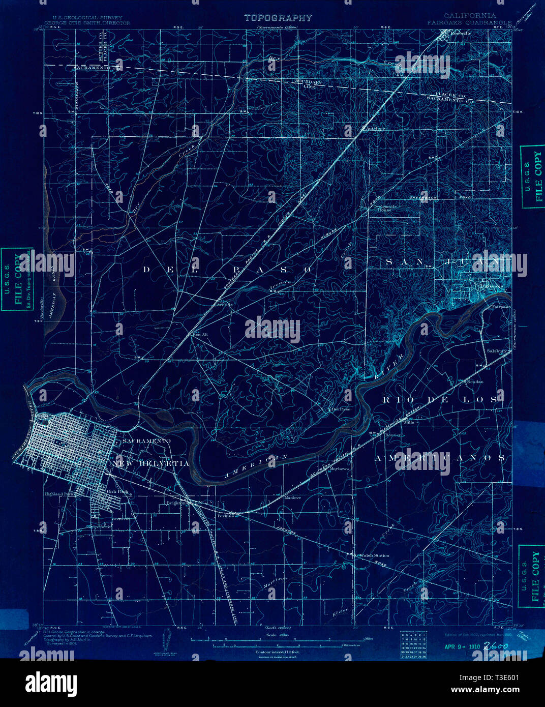 USGS TOPO Map California CA Fairoaks - Usgs Topo Map California Ca Fairoaks 297450 1902 62500 Inverted Restoration T3E601 