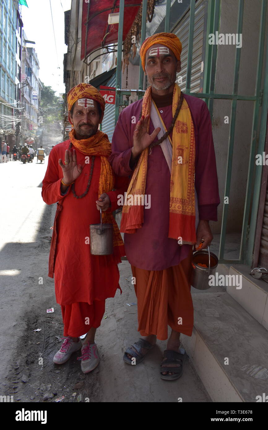 Kathmandu Nepal Asia UNESCO World Heritage Sites Buddhist Hindu Hindi Religions Top of the World Monkey Temple Freedom Faithful November 2018 Travel Stock Photo