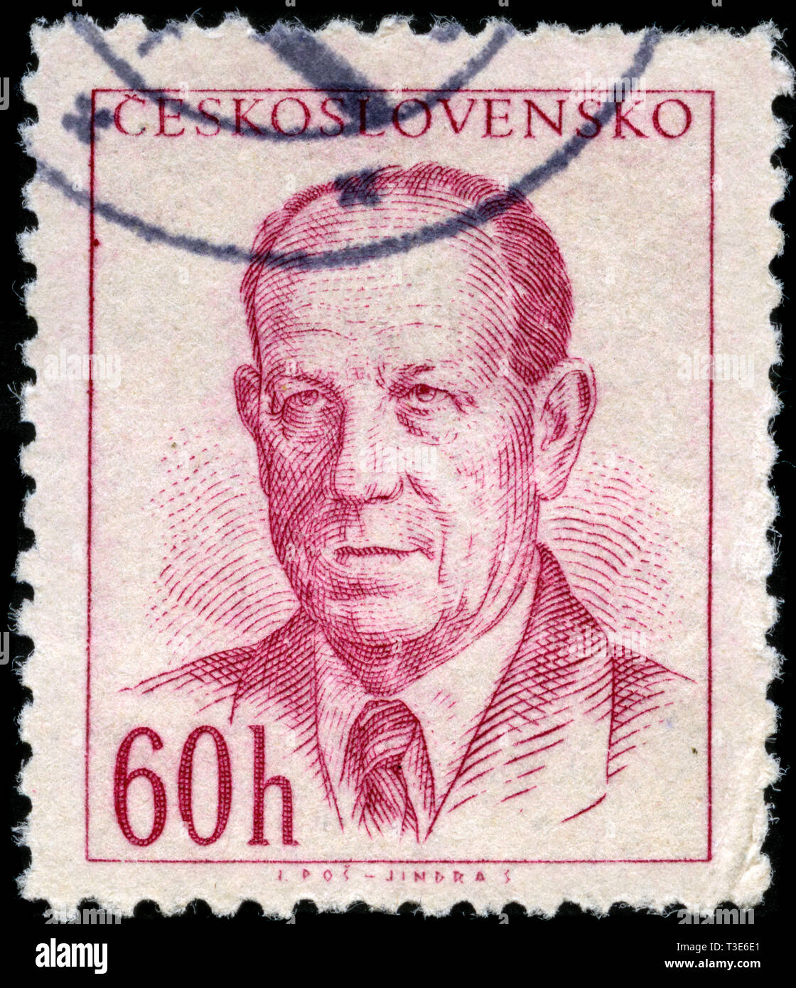 Postage stamp from the former state Czechoslovakia in the President series issued in 1953 Stock Photo