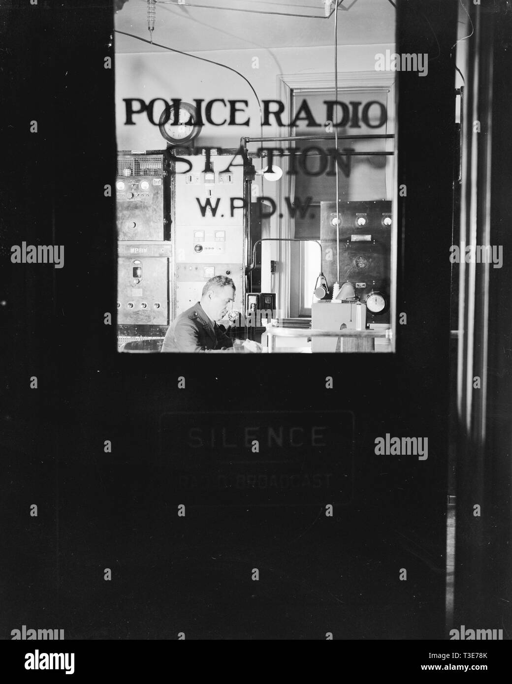 Front door of Police Radio Station ca. 1938 Stock Photo