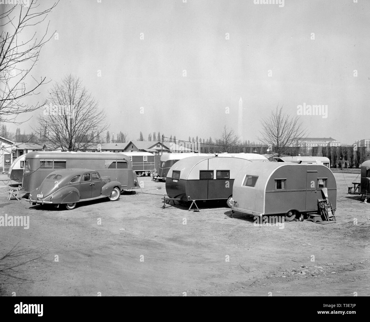 Trailers in a trailer camp in Washington D.C. ca. 1939 Stock Photo