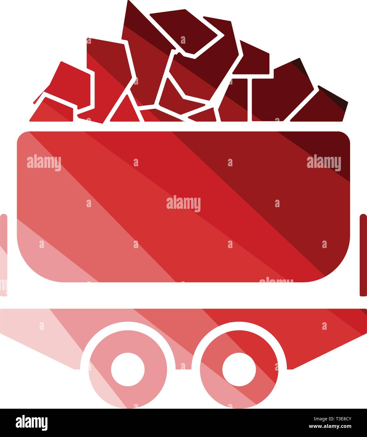 Mine coal trolley icon. Flat color design. Vector illustration. Stock Vector