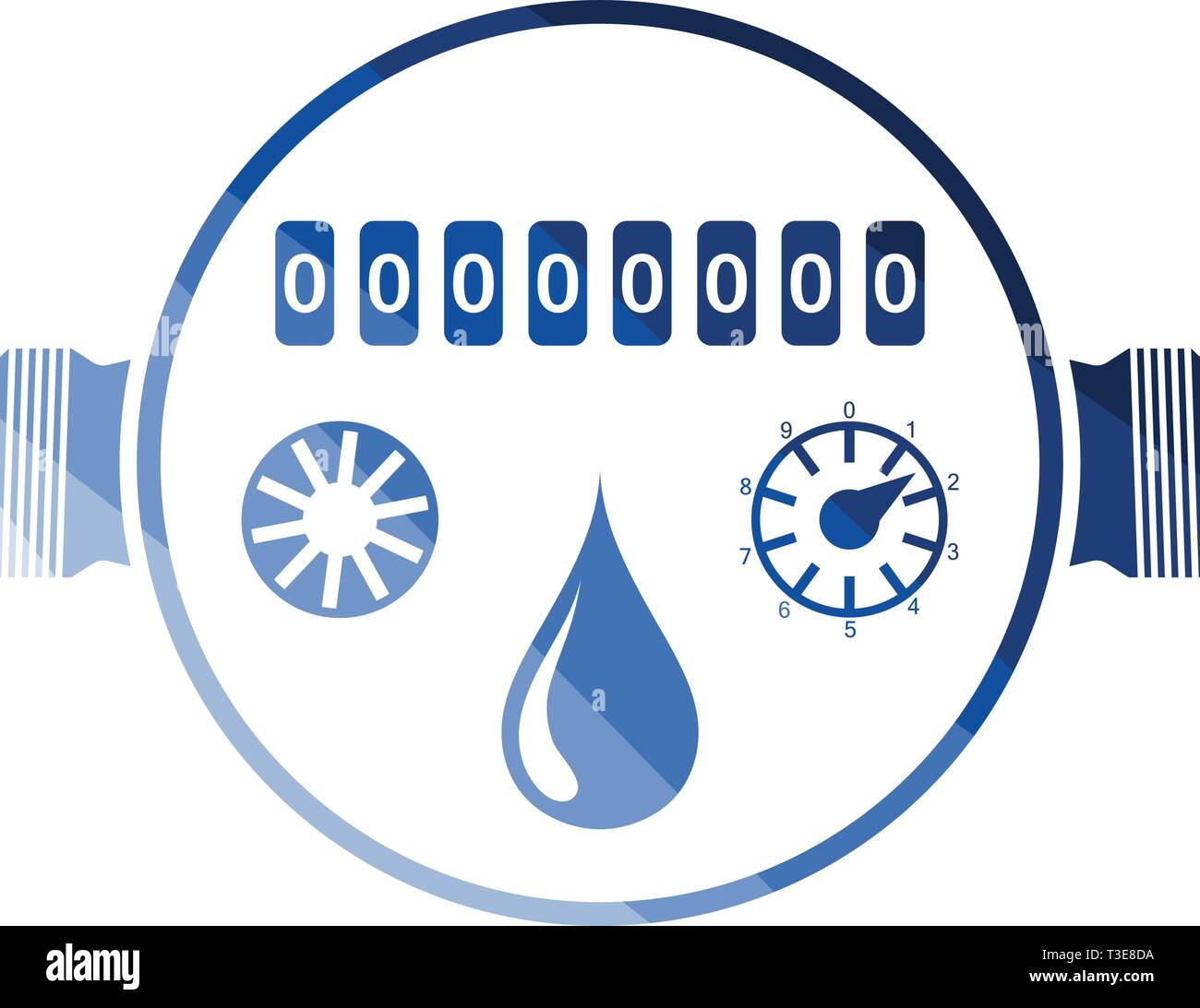 Water meter icon. Flat color design. Vector illustration. Stock Vector