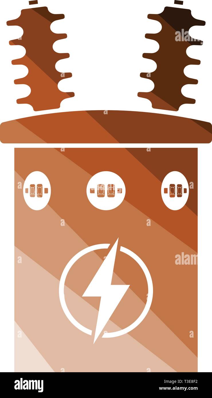 Electric transformer icon. Flat color design. Vector illustration. Stock Vector