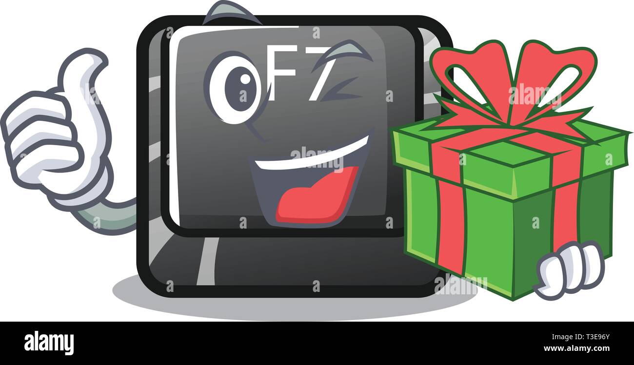 With gift F7 button installed in computer cartoon Stock Vector Image ...