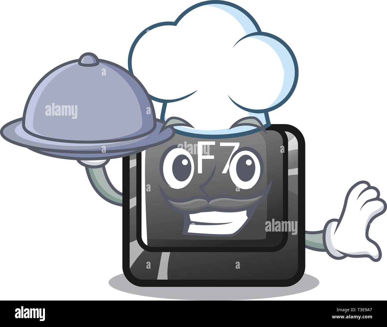 Food Computer Loading Cartoon Chef with food F7 button installed in computer cartoon Stock Vector ...