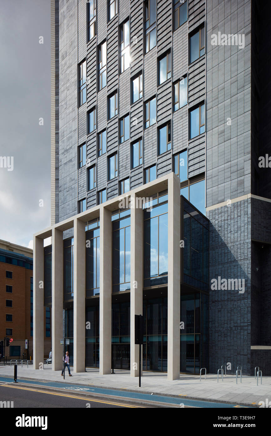 Angled view of portico. Stratford Tower, London, United Kingdom. Architect MJP Architects, 2018