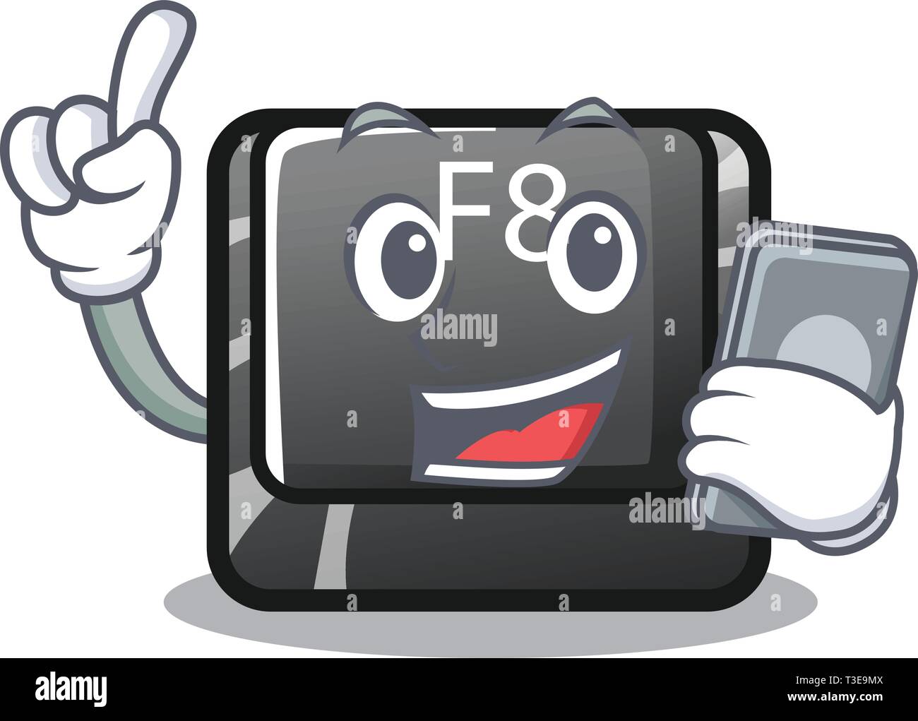 With phone button f8 in the shape character Stock Vector