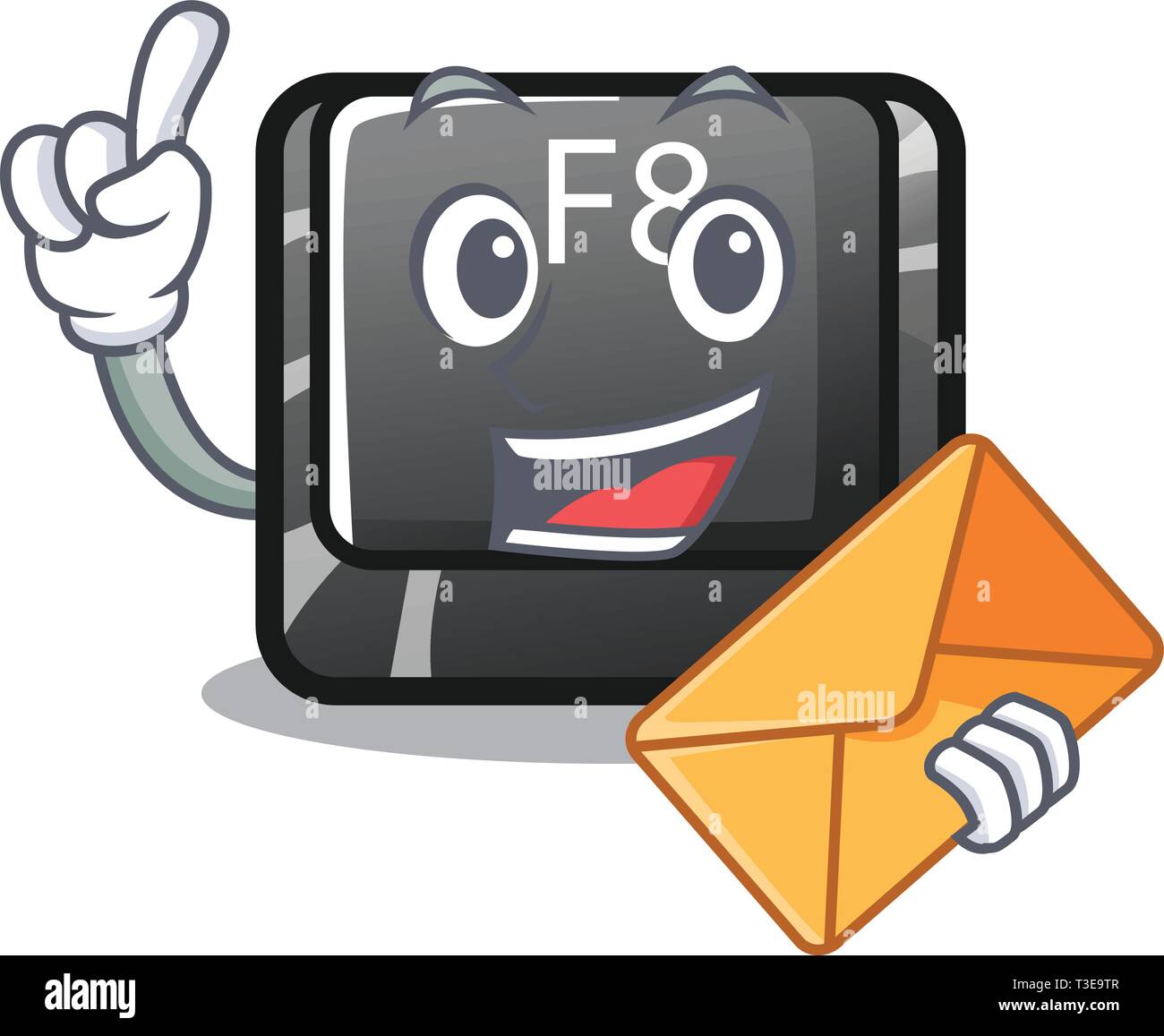 With envelope button f8 isolated with the cartoon Stock Vector Image ...