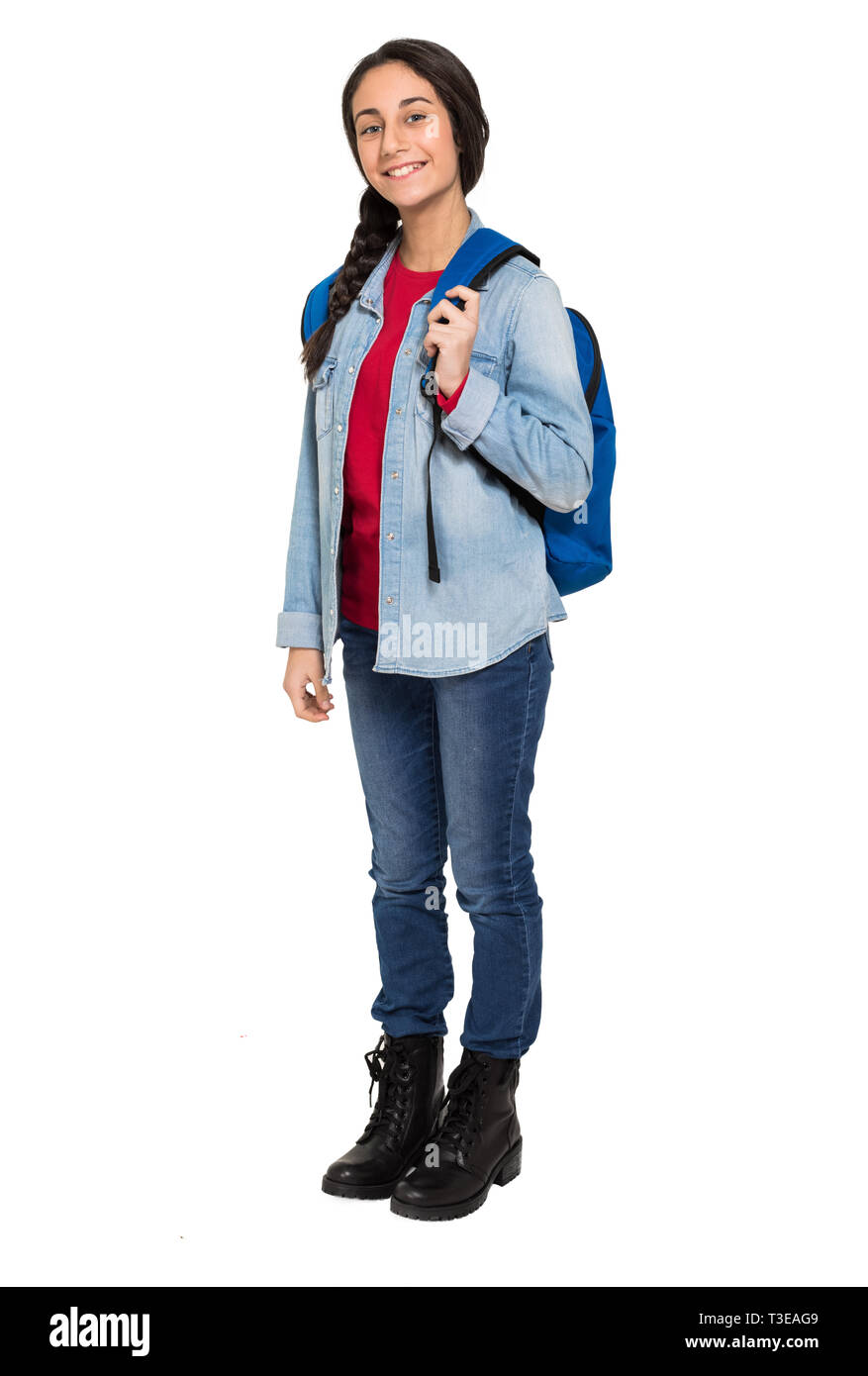 Full length portrait of teenage student girl Stock Photo - Alamy