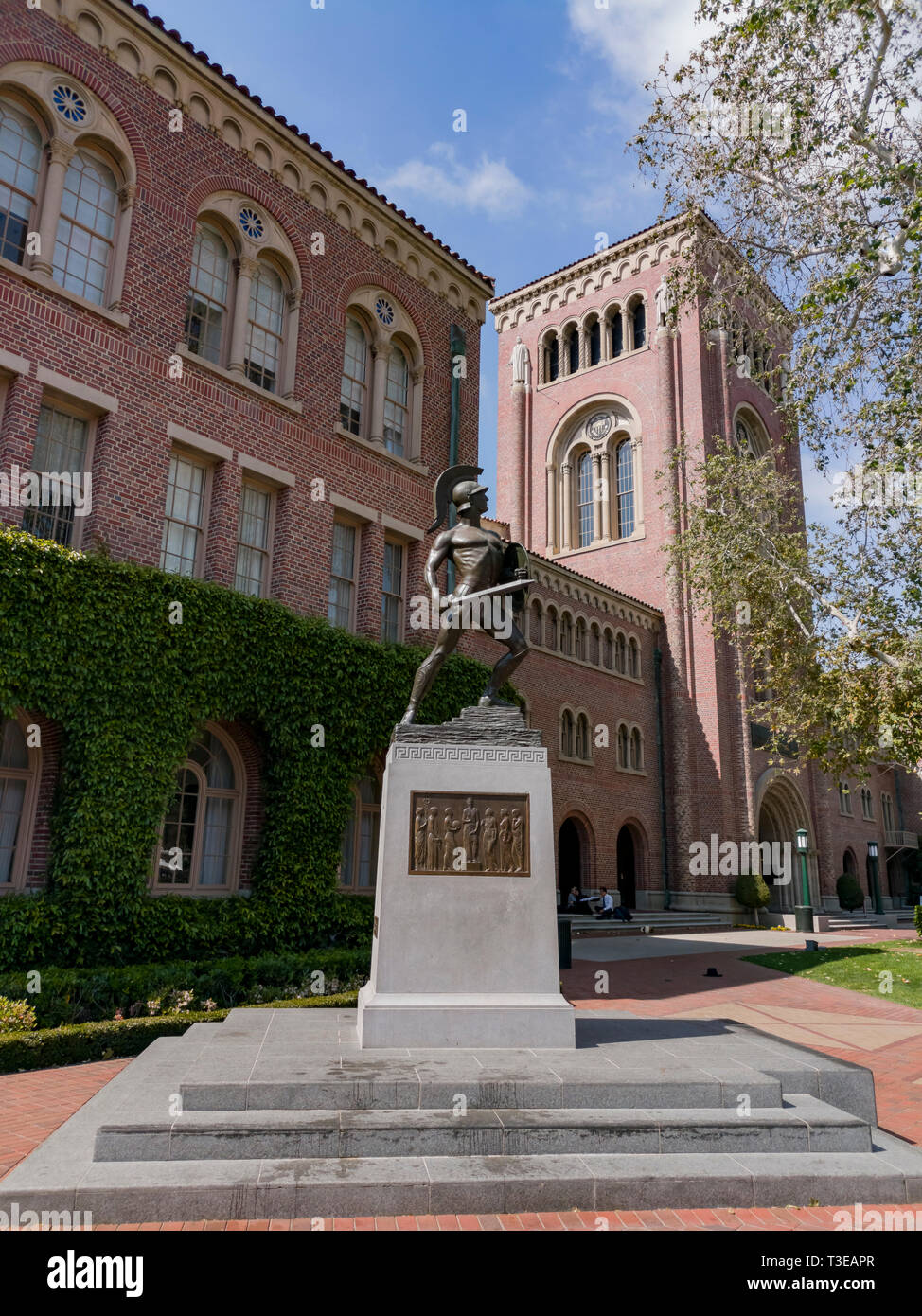 Los Angeles, APR 2: Tommy Trojan, Bovard Auditorium of USC on APR 2, 2019 at Los Angeles, California Stock Photo