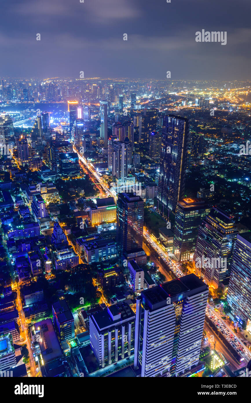 high view of city in night time Stock Photo - Alamy