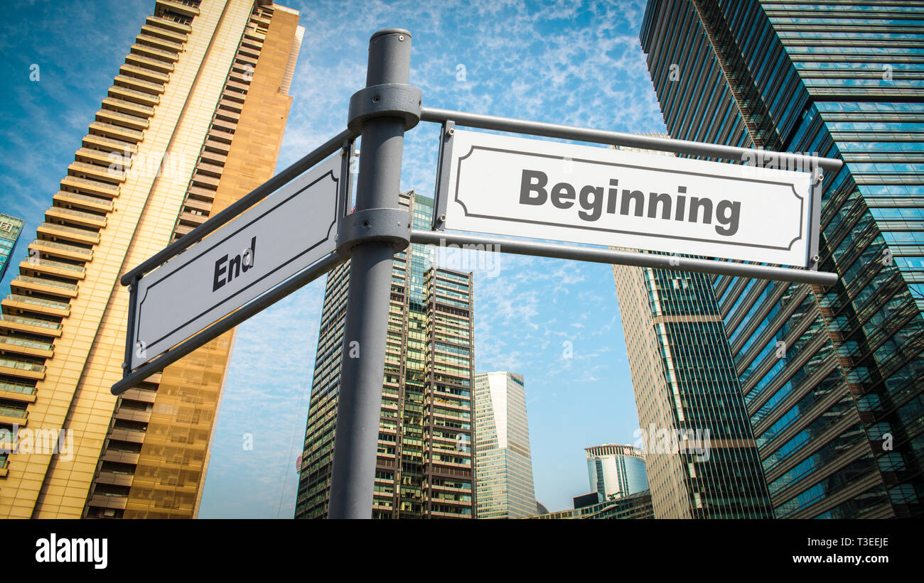 Street Sign Beginning versus End Stock Photo - Alamy