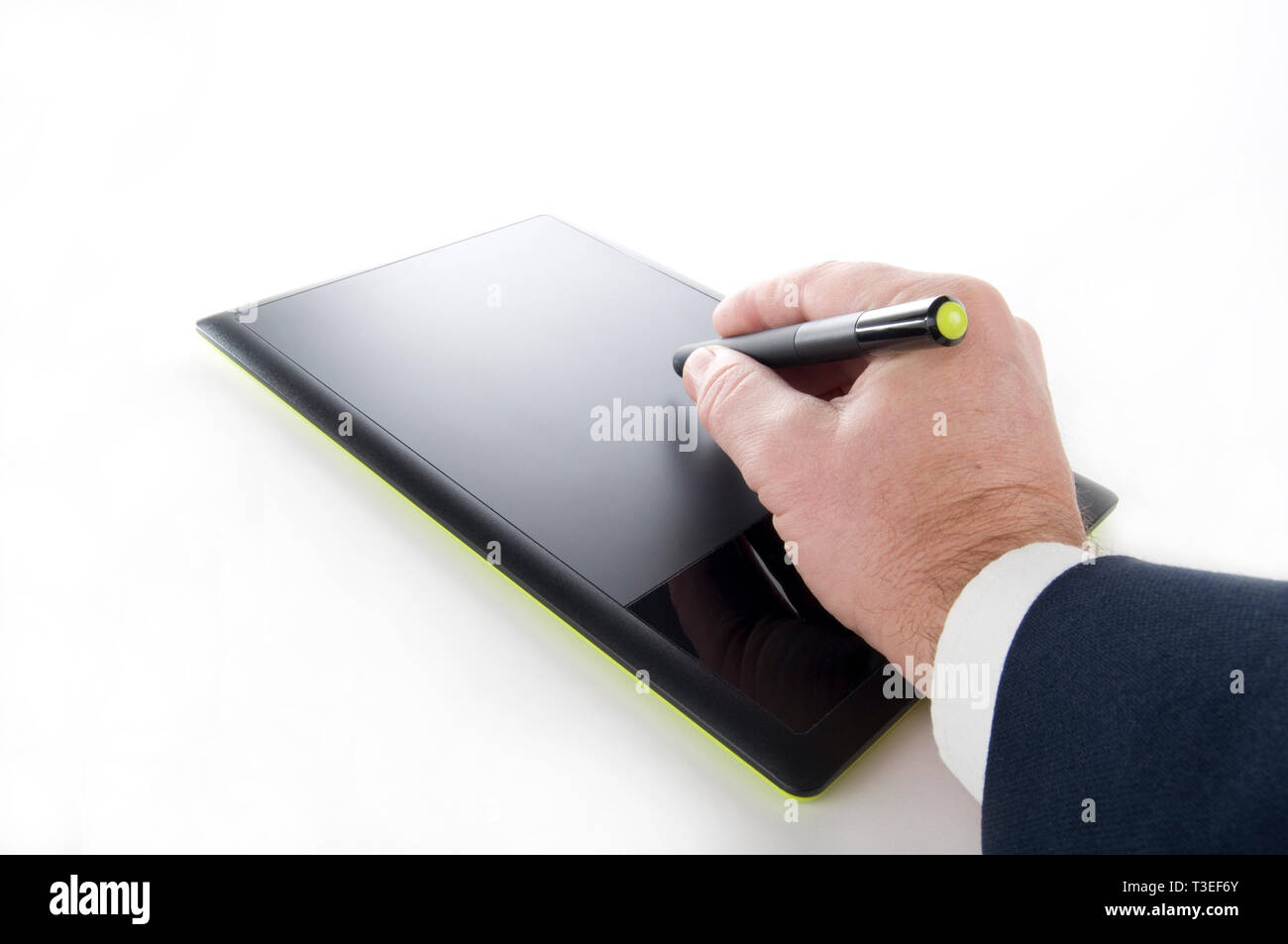 Man using a Graphic Table and Pen Stock Photo