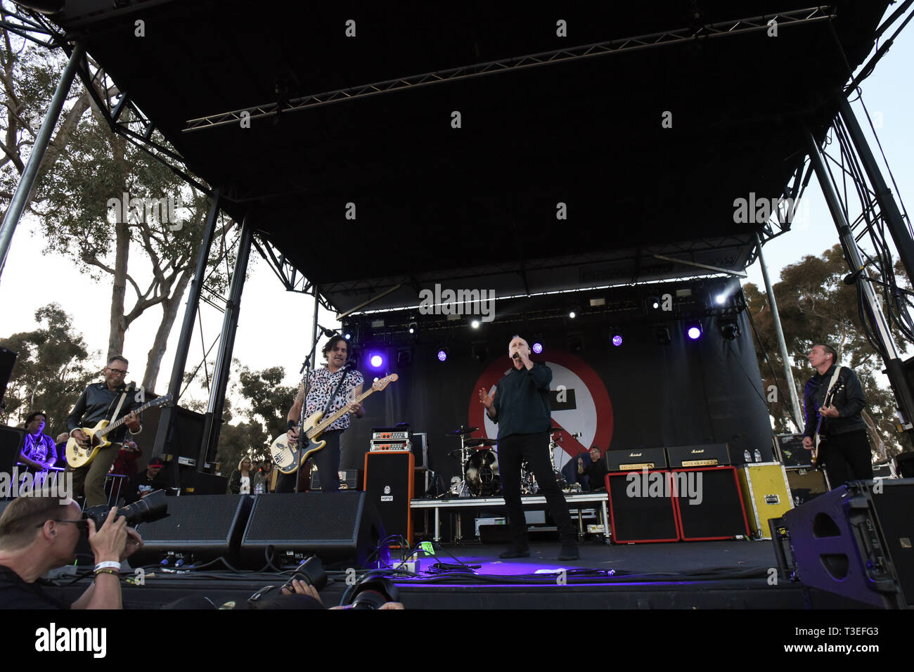 April 6, 2019 - Dana Point, California, USA - Bad Religion perfroms at Sabroso Craft Beer and Taco Music Festival (Day 1) at Doheny Beach in Dana Point, California. (Credit Image: © Billy Bennight/ZUMA Wire) Stock Photo