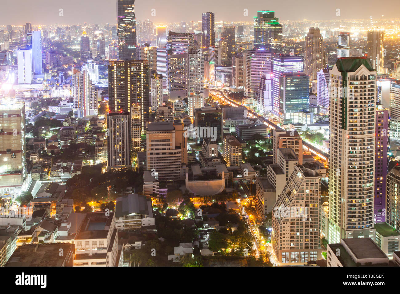 aerial night view of Bangkok City skyscrapers Thailand Stock Photo - Alamy