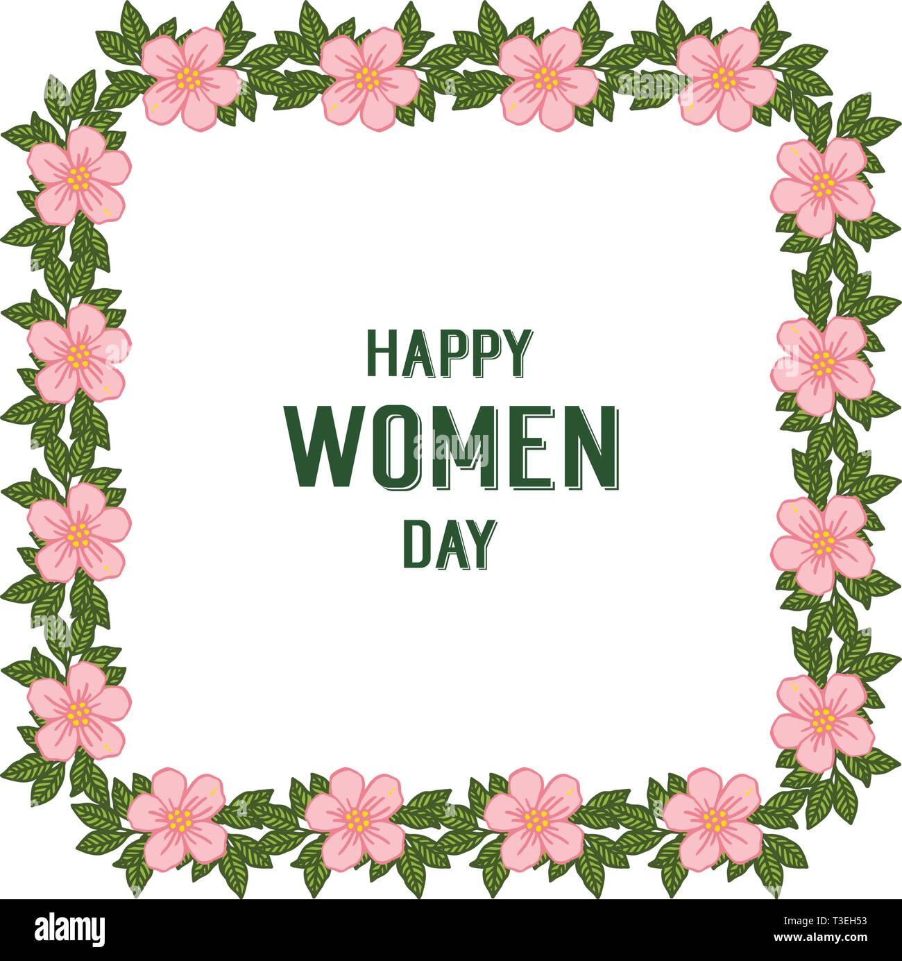 Vector illustration shape happy women day for beauty of pink flower ...